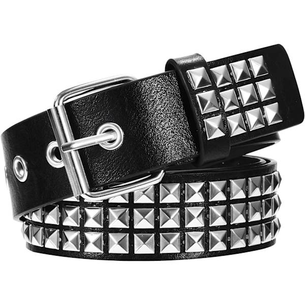 Studded Belt Rock Rivet Belt PU Leather Punk Belt med skinnende pyramideknotter for kvinner og menn Klær Tilbehør Go-