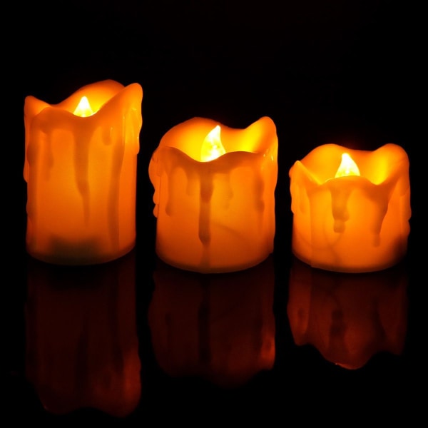 LED-kynttilät, pakkauksessa 3 kynttilää, vilkkuvat sähkökynttilän valot