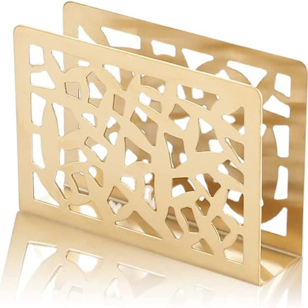 Rustfrit håndklædeholder, spisebord og køkkenrulleholder, servietholder, guld