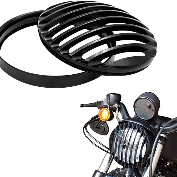 Motorcykelstrålkastargrill i svart aluminium, 5 3/4-tums KLB