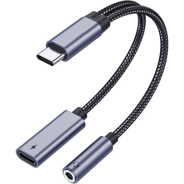 USB C - 3,5 mm:n kuulokeliitäntä- ja laturiadapteri - 2 kuuloketta