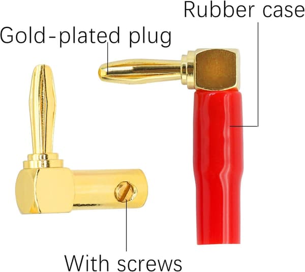 90 Graderad Bananplugg Vinkel 4 mm Högtalarkabel Bananplugg Bindpost