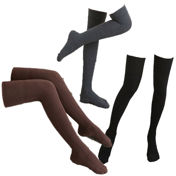 Lange sokker, ekstra lange støvlestrømper til sort + brun + mørkegrå KLB