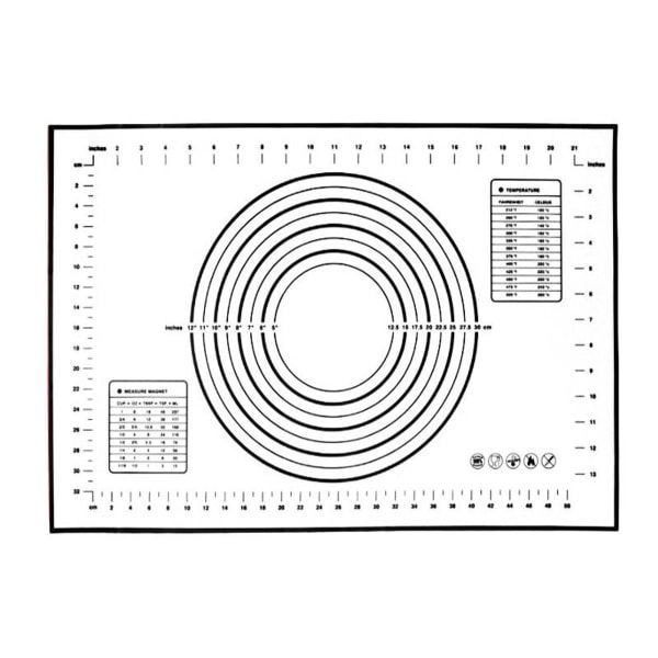 Silikonbakematte - Non-Stick Baking Mat, Fondantmatte med svart KLB