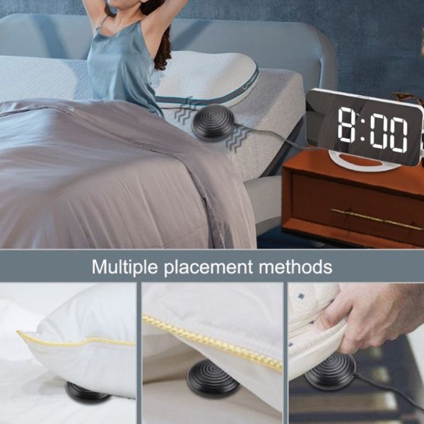 TS-8202 Multifunktionell LED Vibrerande Spegel USB Väckarklocka