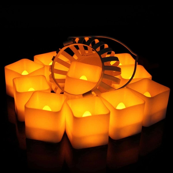 12 Fladdrande flamlösa LED-ljus - Varmvitt - Halloween-julprydnader (S)