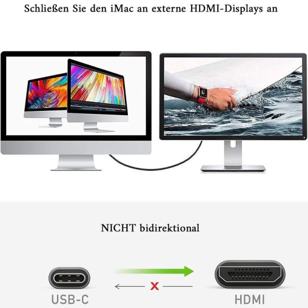 USB C til HDMI-kabel (4K@60Hz), USB Type C til HDMI-kabel [Thunderbolt 3