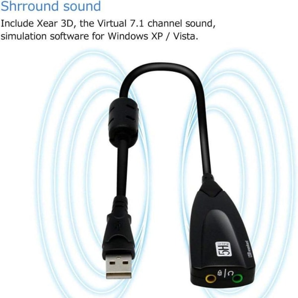 Eksternt USB-lydkort for datamaskin USB-lydstereoadapter for eksternt