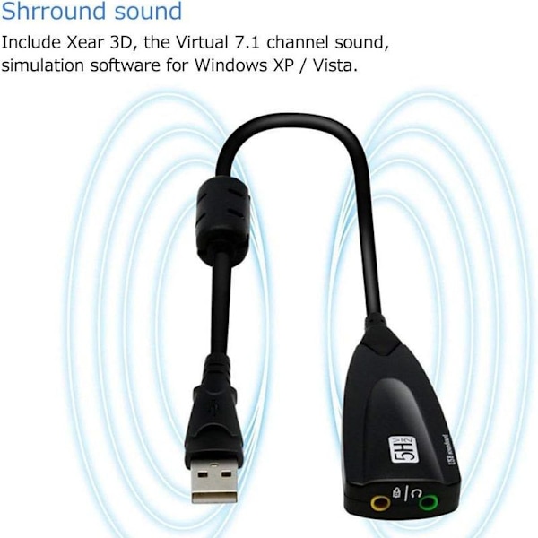 Eksternt USB-lydkort til computer USB-lydadapter til eksternt