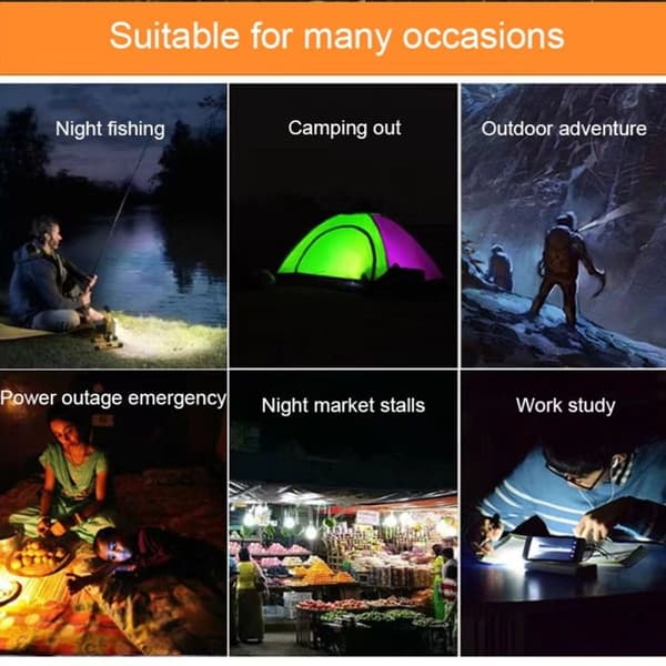 105 Oppladbare Solcelle LED-pærer Campinglys Nødlampe med tasker