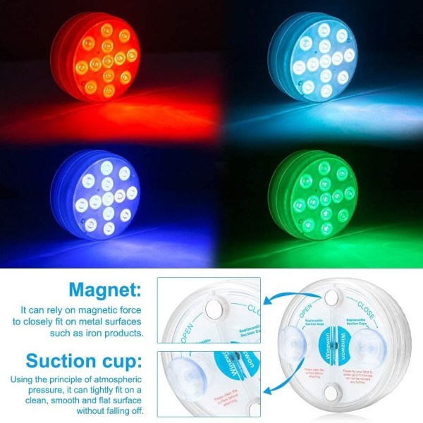 LED diving light, 16 colors underwater lights, 13 LED beads pool light with RF remote control