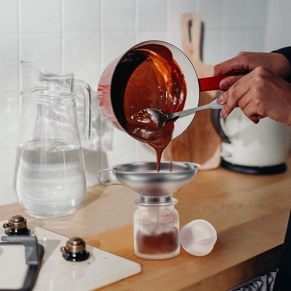 Tratt, sylttratt, påfyllningstratt, konserverings tratt i rostfritt stål