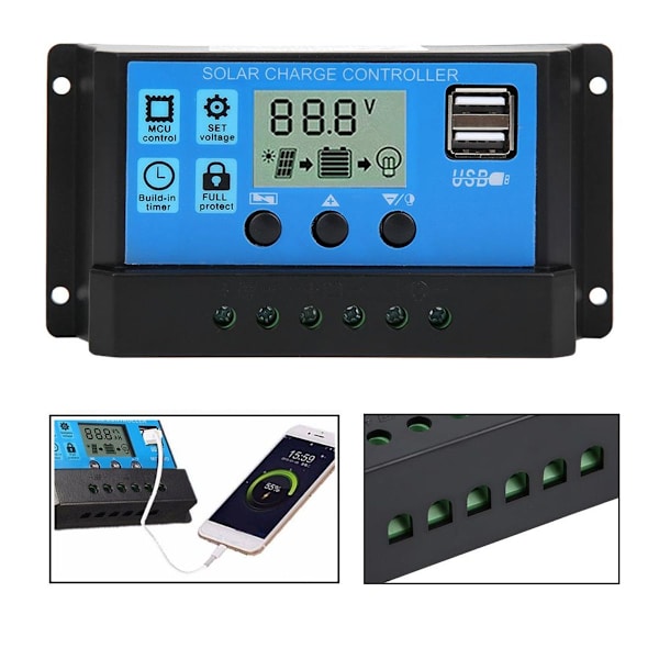 40A blå controller, automatisk PWM LCD-laderegulator PV KLB