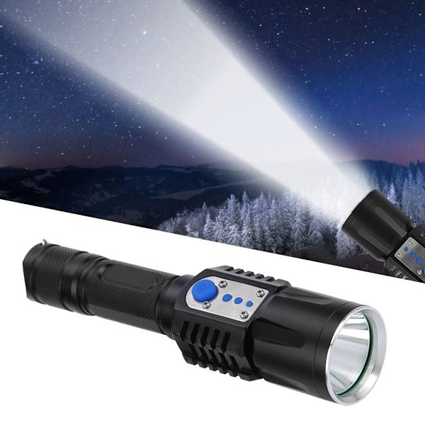 USB-laddningsbar utomhus LED-ficklampa, hög ljusstyrka ficklampa KLB
