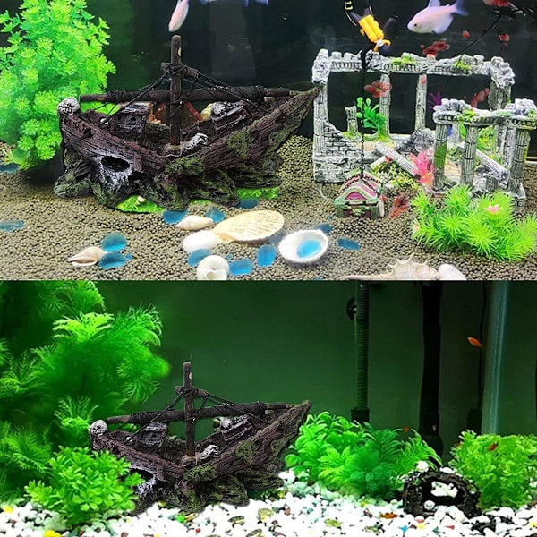Fiskebåtdekorasjon akvarium harpiks fiskebåt akvarium ornamenter dekorasjon akvarium