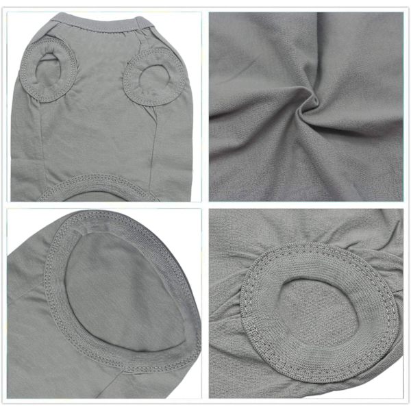 Bomulds T-shirt til hunde i ensfarvet design - blød og åndbar bomuldsskjorte velegnet til katte og hvalpe (2 stk.) (medium, sort + grå)