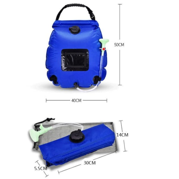 Solar brusetaske Solvarme Premium camping brusetaske varmt vand med aftagelig slange-grå
