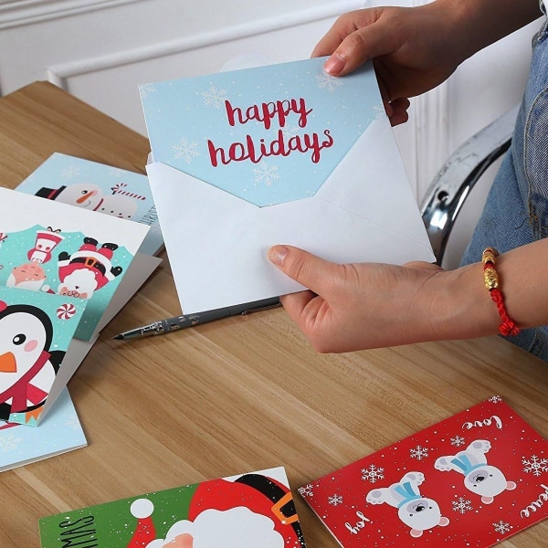 Julekort med konvoluttersett, brettekort, blanke gratulasjonskort KLB