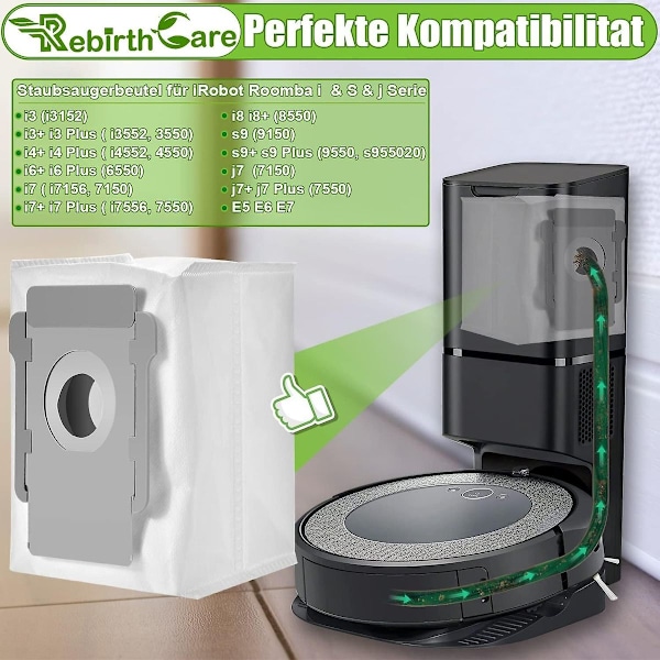 10-pack dammsugarpåsar för Irobot Roomba I7 I7 S9 J7+ E5 E6 E7 för Irobot reservdelar
