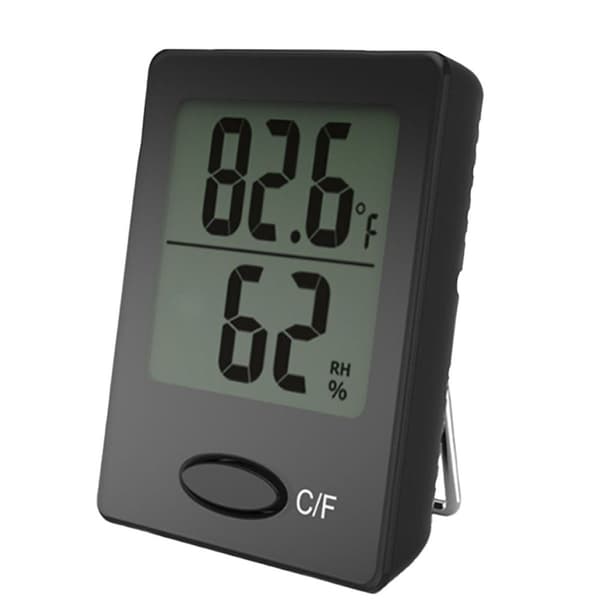 Digital trådløs termometer hygrometer indendørs fugtighed sort etui