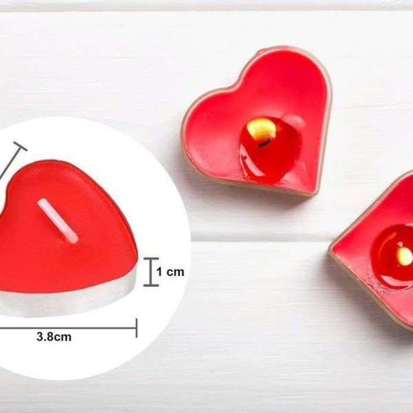 Set med 50 dekorativa hjärtformade kärlekshjärtaljus för KLB