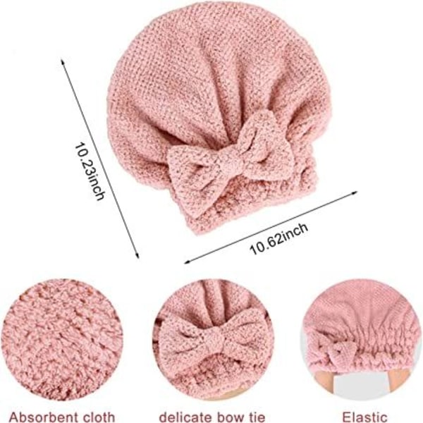 (Brun/Khaki/Rosa) 3-paks Superabsorberende Hurtigtørrende Cap, Coral Velvet Dry Hårhetter, Mykt hodehåndklebad Turbandusjbad for kvinner Jenter Barn