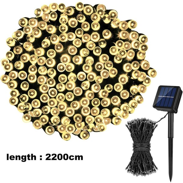 Solar fairy lights outdoor, 22M 200 LED, 8 modes warm white KLB