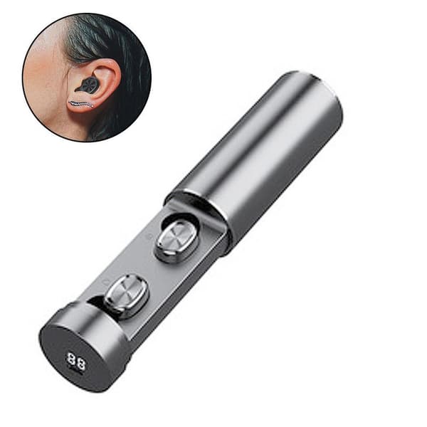 Bluetooth trådlösa sport-headset med LED-display grå