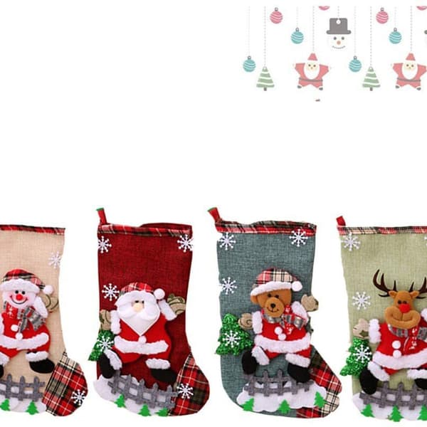 4-pack julstrumpor, julklappspåse, tomtestövlar KLB