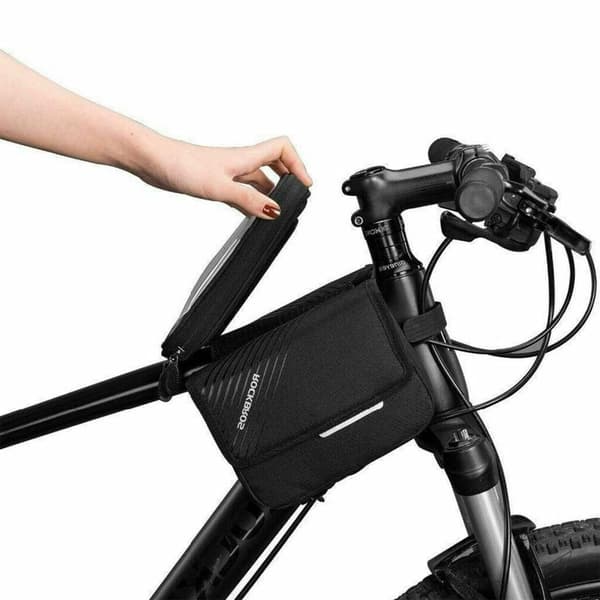 Rammepose cykelpose top tube pose til mobiltelefon 6,0 tommer sort