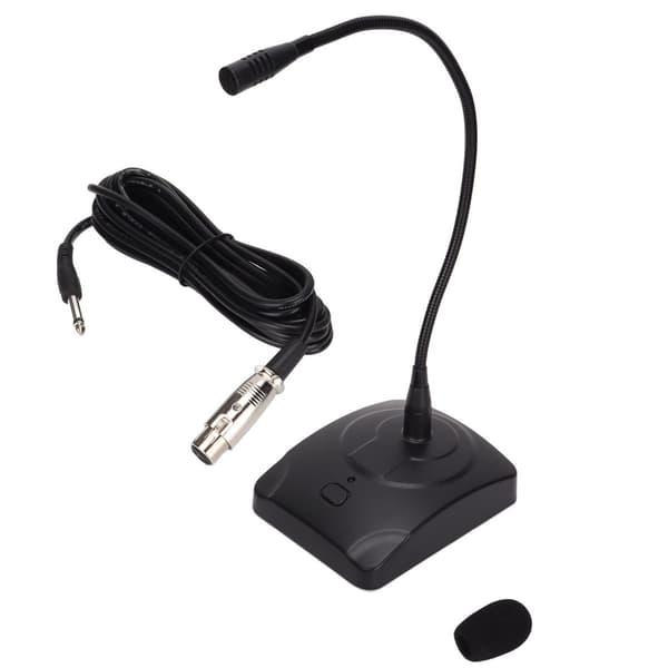 Gooseneck-mikrofon med ledning, justerbar, sort, til skrivebordsmøder, KLB