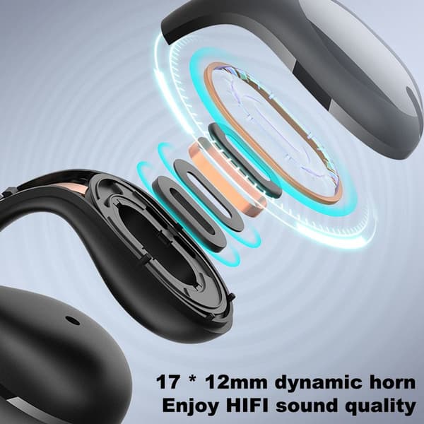 Öronklämma Benledning Hörlurar Öronproppar Bluetooth 5.2, Svart