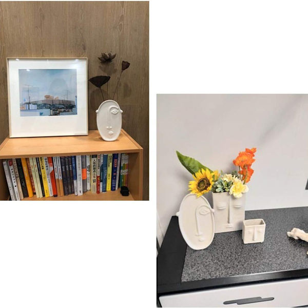 Keramisk vas Modern konst Kvinnor Abstrakt huvud Blomvas