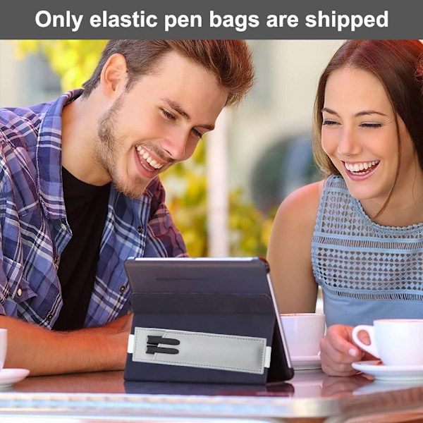 Pennfodral i Läder, 3-pack, Elastiskt, Ljusgrå