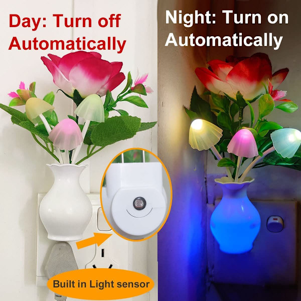 2-pack LED-nattlampor med sensor, färgförändrande nattlampa för barnkammare, badrum, barnrum, kök, källare.