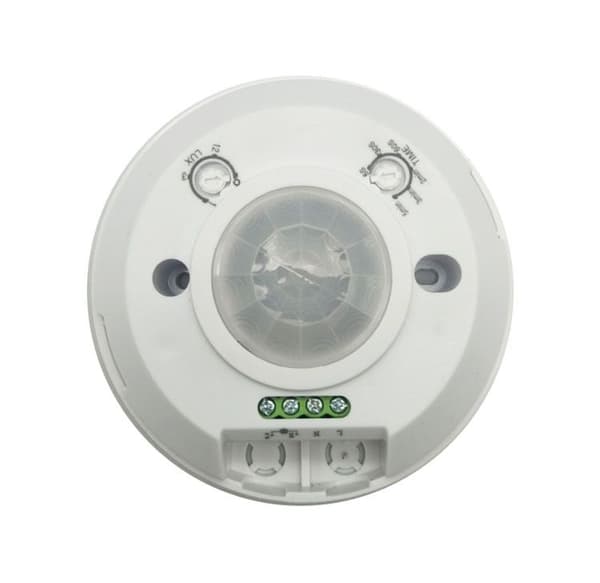 Vit 360° sensor taklampa, takmontering, infraröd rörelsesensor, lämplig för LED, max. räckvidd 6m/360°, max.2000/1000W, IP20