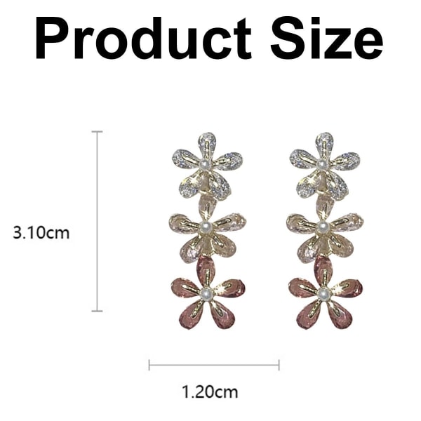 Silver needle earrings with zircon beads and flowers. Fashionable, everything in red KLB