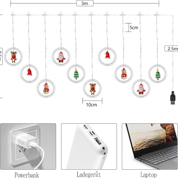 Julgardin Ljusridå: USB-driven inomhusbelysning KLB