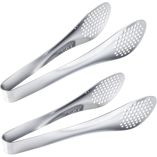 Set med 2 st 9-tums matpincett i rostfritt stål, flipptopp, silver, grill, bröd, stekspade, matpincett.