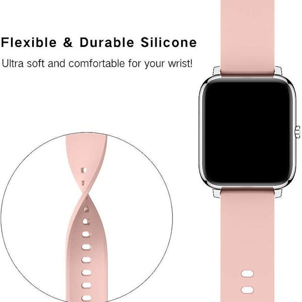 P22 P32 P36 Smart Watch Rem 20mm Myk Silikon Erstatningsbånd Rosa