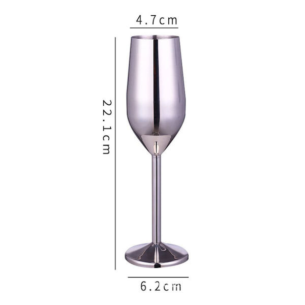 Set med 2 st krossfria, silverfärgade champagneglas