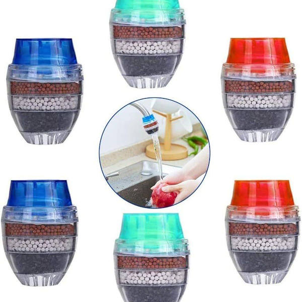 6PCS Mini Kranvattenfilter Aktivt Kol Runt Kranvattenfilter-Mini