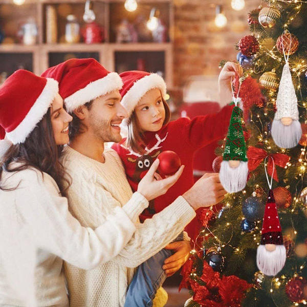 Nesloonp 3 st julgran hängande tomtar svenska handgjorda plysch tomtar KLB