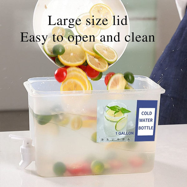 Plastik drikkedispenser, drikkevare dispenser med hane, iskold, 3,5L