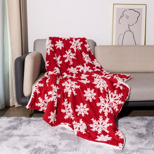 Jule-snefnug fleece tæppe, tykt, blødt 130*160cm