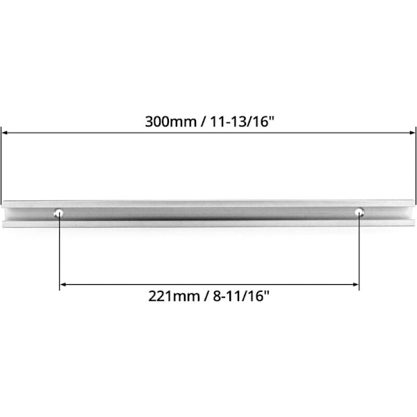 300mm T-spår i aluminium, T-spårsskena för kapsåg, fräs och träbearbetningsverktyg, 19 x 10 mm, 2 st KLB