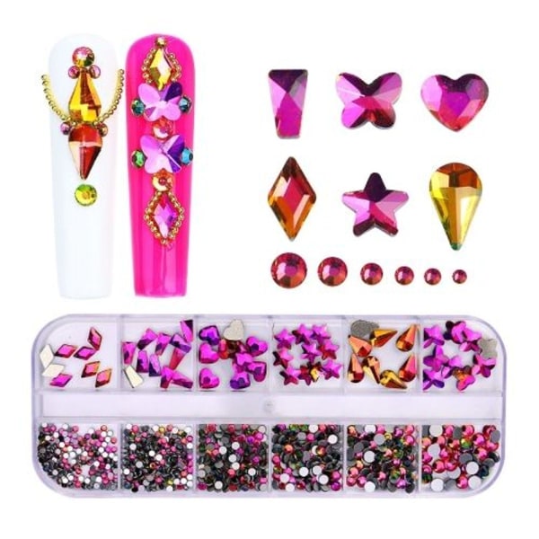 12 Grid Flat Shaped Manicure Rhinestone Nail Decoration 12