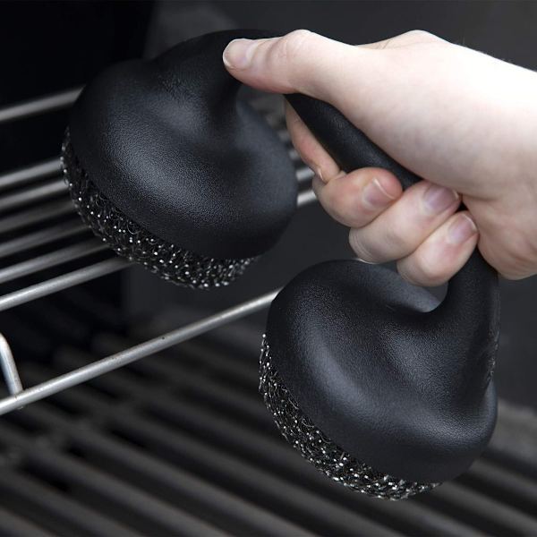 Grillborste av hög kvalitet, lätt att greppa, rostfritt stål, dubbel dyna