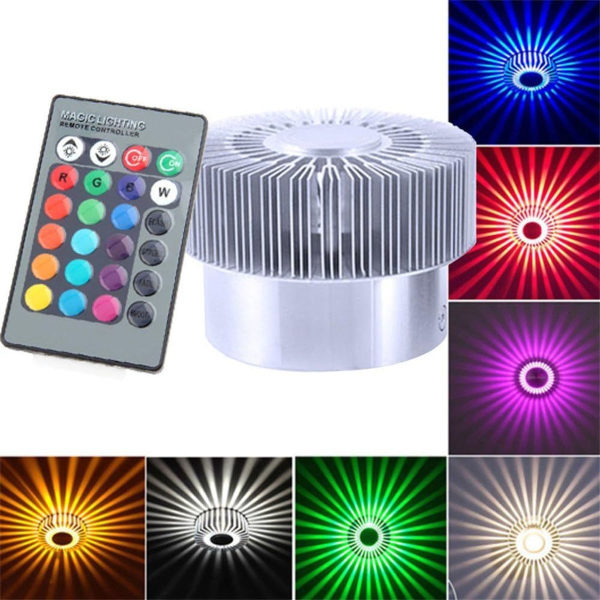 FeiliandaJJ LED vegglampe RGB solsikke 360 graders hul sylinder fargerik lampe KLB