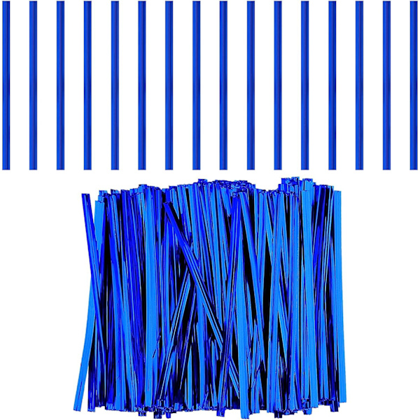 800 stk. 10 cm Metal Twist Ties (Blå) til Kaffeposer, Slikposer, Konfektposer, Kager, Festtilbehør, Twist Ties, Julepynt